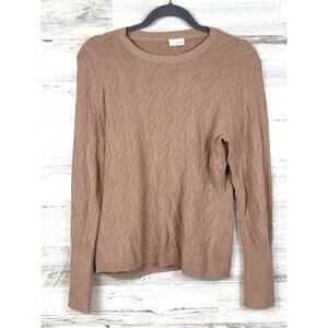 ECRU Womens L Tan Viscose Cashmere Knit Lightweight Long Sleeve Casual Sweater